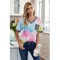 Sky Blue Hypnotized Tie Dye Leopard Top