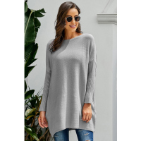 Gray Oversized Batwing Sleeve Sweater Dress