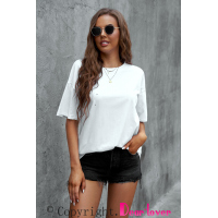 White Crew Neck Oversize Tee