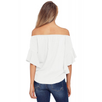 White Off The Shoulder Knot Front Top