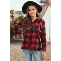 Red Buffalo Plaid Button Pocket Blouse