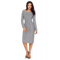 Gray Womens Hand Knitted Sweater Dress