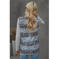 Leopard Striped Print Long Sleeves Top