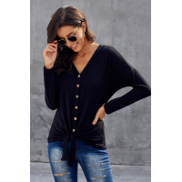 Black Dearly Loved Button Up Top