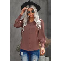 Frilled V Neckline Buttoned French Shirt