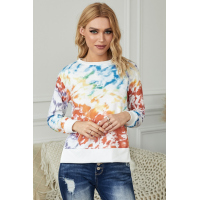 High Low Hem Tie-dye Print Top with Slits