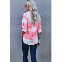 Pink Whirlwind Tie Dye Button Shirt with Pocket