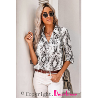 Wild Snake Print Shirt with Pockets