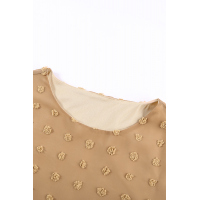 Brown Swiss Dot Texture Short Sleeve Top