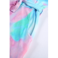 Multicolor Tie-dye Pocketed T-shirt Dress with Belt