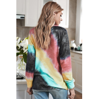 Ombre Red Tie-dye Long Sleeve Top