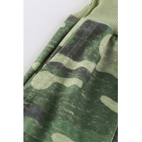 Green Camouflage Pocket Casual Pants With Slit