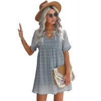 Blue Fever Pitch Pom Babydoll Tunic Dress