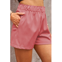 Cotton Blend Pocketed High Rise Shorts 