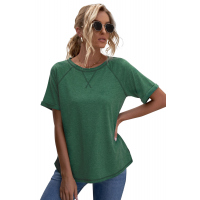 Green Heathered Round Neck T-shirt