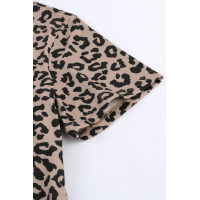 Crew Neck Leopard Side Split T-shirt