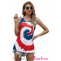 Red White Blue Tie Dye Tank Top