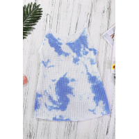 Sky Blue Tie Dye Print Knit Tank Top