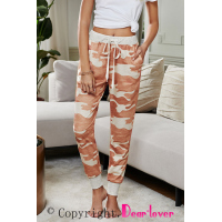 Orange Camo Print Knit Sport Pants