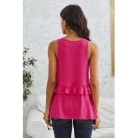 Rose Ruffle Detail Loose Flowy Tank Top