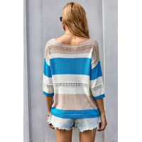 Sky Blue Long Sleeve Loose Casual Knit Top