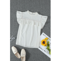 White Flutter Ruffled Top