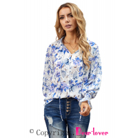 Blue Cakewalk Floral Smocked Blouse