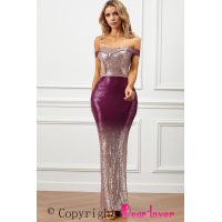 Off-the-shoulder Sequin Party Evening Maxi Dress