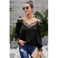 Black Lace Cold Shoulder Blouse