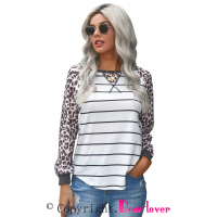 Striped Leopard Raglan Top