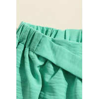 Green Scalloped Tie Front Shorts