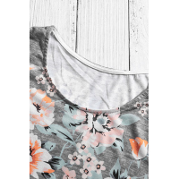 Gray Spring Vibe Floral & Stripe Tee