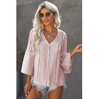 Pink The Du Jour Crochet Blouse