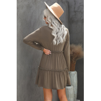 Long Sleeve Ruffled Solid Swing Mini Dress