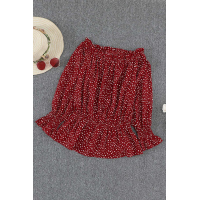 Red Polka Dot Off Shoulder Ruffle Long Sleeve Top