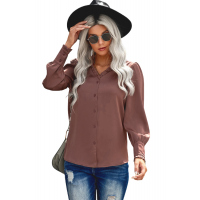 Frilled V Neckline Buttoned French Shirt