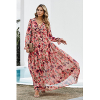 Wild Lotus Ruffle Tiered Maxi Dress