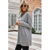 Gray Longline Pocketed Top