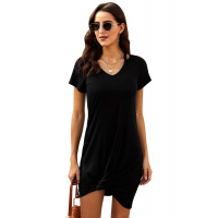 Black Clear Skies Jersey Twist T-Shirt Dress