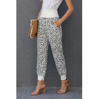 Leopard Pocket Casual Pants With Slit