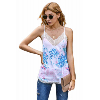 Tie-dye Lace V Neck Strappy Loose Fit Camisole