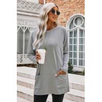 Gray Longline Pocketed Top