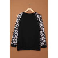 Black Leopard Long Sleeve Top