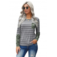 Camo Stripes Long Sleeves Top