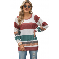 Multi-color Striped Balloon Sleeves Top