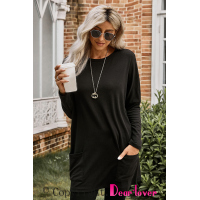 Black Longline Pocketed Top