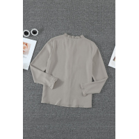 Apricot Frilled Neckline Buttoned French Shirt