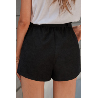 Black Cotton Blend Pocketed Knit Shorts