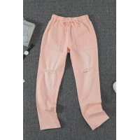 Pink Pocketed Denim Joggers