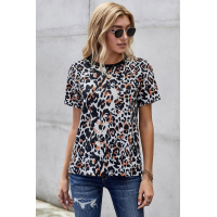 Short Sleeve Leopard Print Top